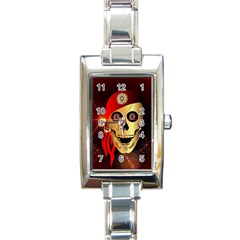 Funny, Happy Skull Rectangle Italian Charm Watches