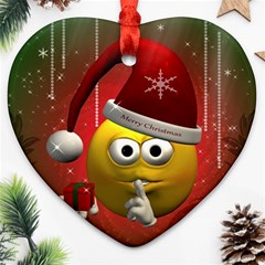 Funny Christmas Smiley Heart Ornament (2 Sides) by FantasyWorld7