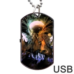 Wonderful Horses In The Universe Dog Tag Usb Flash (one Side) by FantasyWorld7