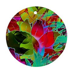 Floral Abstract 1 Round Ornament (two Sides)  by MedusArt