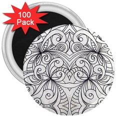 Drawing Floral Doodle 1 3  Magnets (100 Pack) by MedusArt