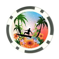 Tropical Design With Surfboarder Poker Chip Card Guards (10 Pack)  by FantasyWorld7