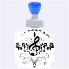 Music, Wonderful Clef With Floral Elements Rubber Round Stamps (large) by FantasyWorld7