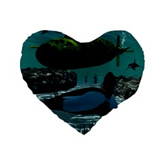 Submarine With Orca Standard 16  Premium Heart Shape Cushions by FantasyWorld7