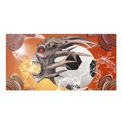 Soccer With Skull And Fire And Water Splash Satin Shawl by FantasyWorld7