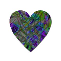 Colorful Abstract Stained Glass G301 Heart Magnet by MedusArt