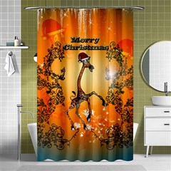 Funny, Cute Christmas Giraffe Shower Curtain 48  X 72  (small)  by FantasyWorld7