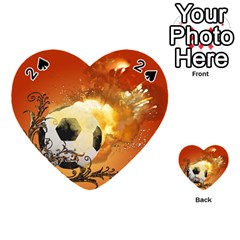 Soccer With Fire And Flame And Floral Elelements Playing Cards 54 (heart)  by FantasyWorld7