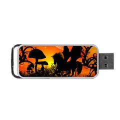 Beautiful Unicorn Silhouette In The Sunset Portable Usb Flash (two Sides) by FantasyWorld7