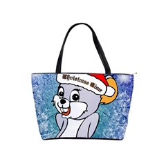 Funny Cute Christmas Mouse With Christmas Tree And Snowflakses Shoulder Handbags by FantasyWorld7