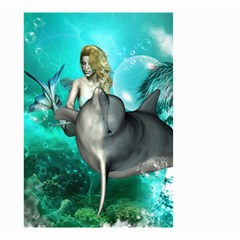 Beautiful Mermaid With  Dolphin With Bubbles And Water Splash Small Garden Flag (two Sides) by FantasyWorld7