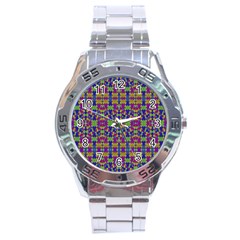 Ethnic Modern Geometric Pattern Stainless Steel Men s Watch by dflcprints