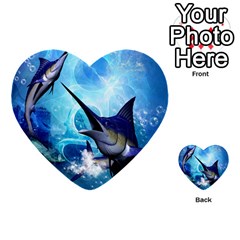 Awersome Marlin In A Fantasy Underwater World Multi-purpose Cards (heart)  by FantasyWorld7