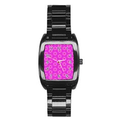 Pink Snowflakes Spinning In Winter Stainless Steel Barrel Watch by DianeClancy