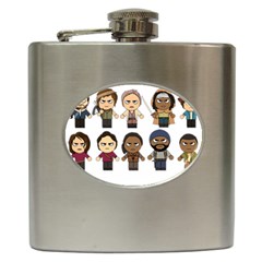 The Walking Dead   Main Characters Chibi   Amc Walking Dead   Manga Dead Hip Flask (6 Oz) by PTsImaginarium