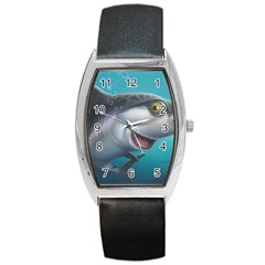 Sharky Barrel Style Metal Watch by WaltCurleeArt