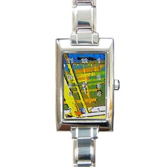 Pretty In Yellow Rectangle Italian Charm Watch by SugaPlumsEmporium