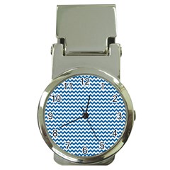 Dark Blue White Chevron  Money Clip Watches by yoursparklingshop