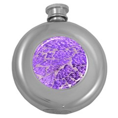 Festive Chic Purple Stone Glitter  Round Hip Flask (5 Oz) by yoursparklingshop