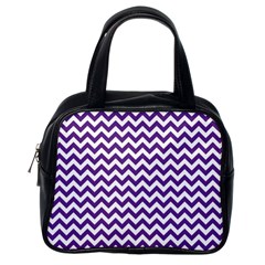 Royal Purple & White Zigzag Pattern Classic Handbag (one Side) by Zandiepants