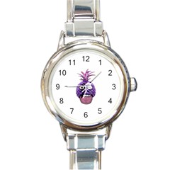 Funny Fruit Face Head Character Round Italian Charm Watch by dflcprints