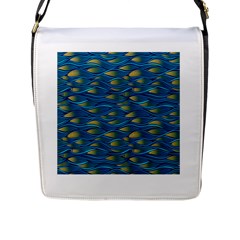 Blue Waves Flap Messenger Bag (l)  by FunkyPatterns