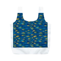 Blue Waves Full Print Recycle Bags (m)  by FunkyPatterns