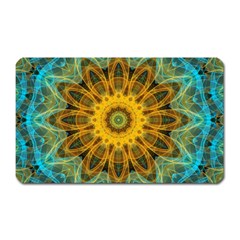 Blue Yellow Ocean Star Flower Mandala Magnet (rectangular) by Zandiepants