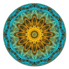 Blue Yellow Ocean Star Flower Mandala Magnet 5  (round) by Zandiepants