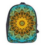 Blue yellow Ocean Star flower mandala School Bag (XL) Front