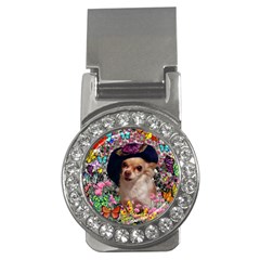 Chi Chi In Butterflies, Chihuahua Dog In Cute Hat Money Clips (cz)  by DianeClancy