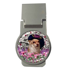 Chi Chi In Flowers, Chihuahua Puppy In Cute Hat Money Clips (round)  by DianeClancy