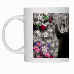 Emma In Flowers I, Little Gray Tabby Kitty Cat White Mugs by DianeClancy