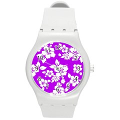 Purple Hawaiian Round Plastic Sport Watch (m) by AlohaStore