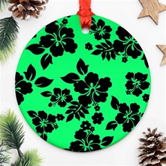 Dark Lime Hawaiian Round Ornament (two Sides)  by AlohaStore