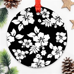 Black And White Hawaiian Ornament (round)  by AlohaStore