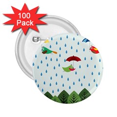 Birds In The Rain 2 25  Buttons (100 Pack)  by justynapszczolka