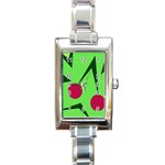 Cherries  Rectangle Italian Charm Watch Front