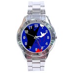 Night birds  Stainless Steel Analogue Watch Front