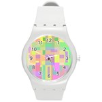 Pastel colorful design Round Plastic Sport Watch (M) Front