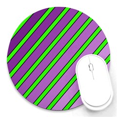 Purple And Green Lines Round Mousepads