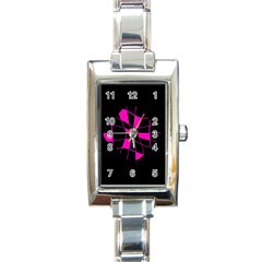 Pink Abstract Flower Rectangle Italian Charm Watch