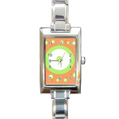 Green And Orange Design Rectangle Italian Charm Watch