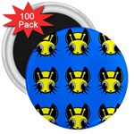 Yellow and blue firefies 3  Magnets (100 pack) Front