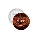 Surfing, Surfboard With Floral Elements  And Grunge In Red, Black Colors 1.75  Buttons Front