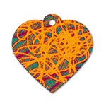 Orange neon chaos Dog Tag Heart (Two Sides) Back