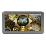 Steampunk, Awesome Owls With Clocks And Gears Memory Card Reader (Mini) Front