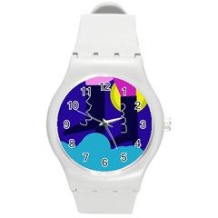 Walking On The Clouds  Round Plastic Sport Watch (m) by Valentinaart