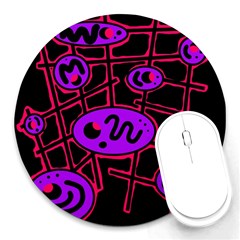 Purple And Red Abstraction Round Mousepads