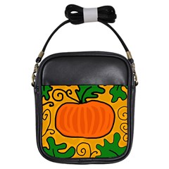 Thanksgiving Pumpkin Girls Sling Bags by Valentinaart